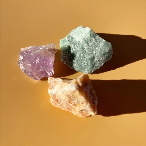 Mind Body Heart Crystal Trio | Amethyst, Green Quartz & Orchid Calcite | Healing - Picture 1 of 9